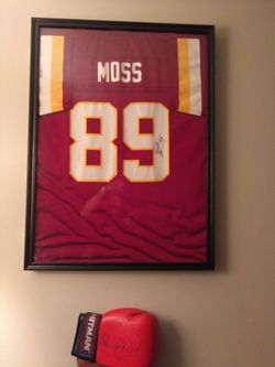 Santana moss signed framed in shadow box Jersey