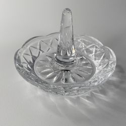 Vintage Clear Jewelry Ring Holder Diamond Swag Cut Glass Bowl Dish Cottagecore