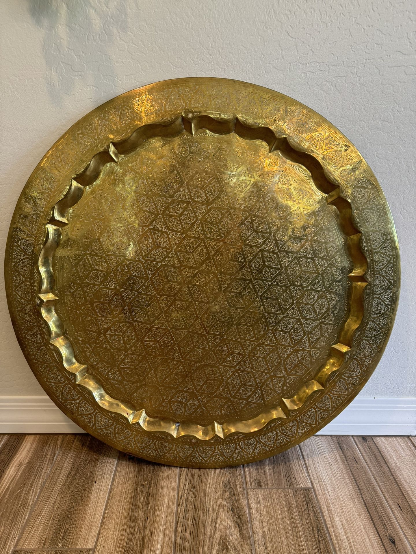 vintage extra large brass platter/ table top
