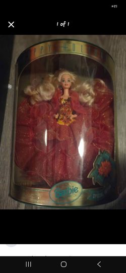 Vintage Happy Holidays Barbie in original collector display case 🎄✨