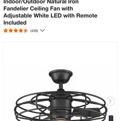 Home Decorators Collection Heritage Point 25 in. Indoor/Outdoor Natural Iron Fandelier Ceiling Fan with Adjustable White LED with Remote Included