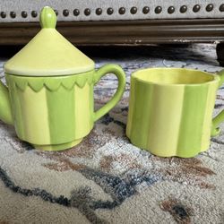 Green & Yellow Teapot And Mug