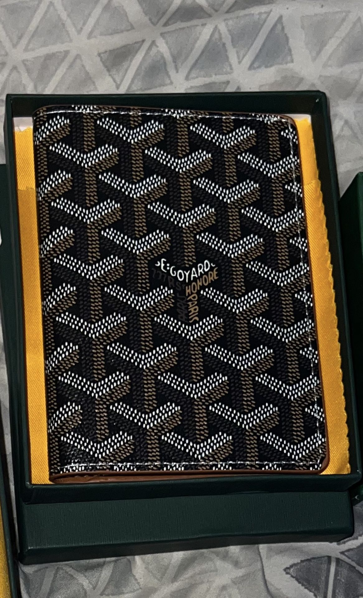 Black And Brown Goyard Passport Holder