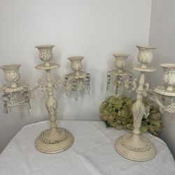 Set Of 2 Vintage French Country Candelabras 