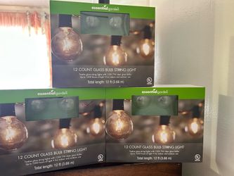 Set of 3 Essential Garden 12-Count Glass Bulb String Lights