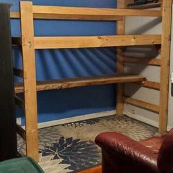 Twin XL Loft Bed Frame With Live Edge Desk 