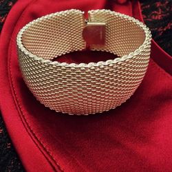 Vintage Elegant Modernist Silver Flexible Cuff Bracelet 7