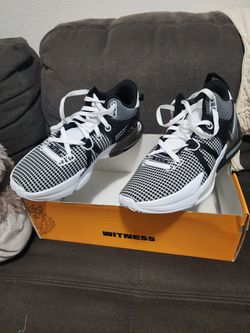 Mens Nike Lebron Witness VII Shoe Size: 10.5  White - Metallic Silver - Black Basketball