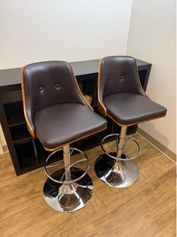 Set of 2 Bella Vita Adjustable Swivel Bar Stools - Black & Walnut