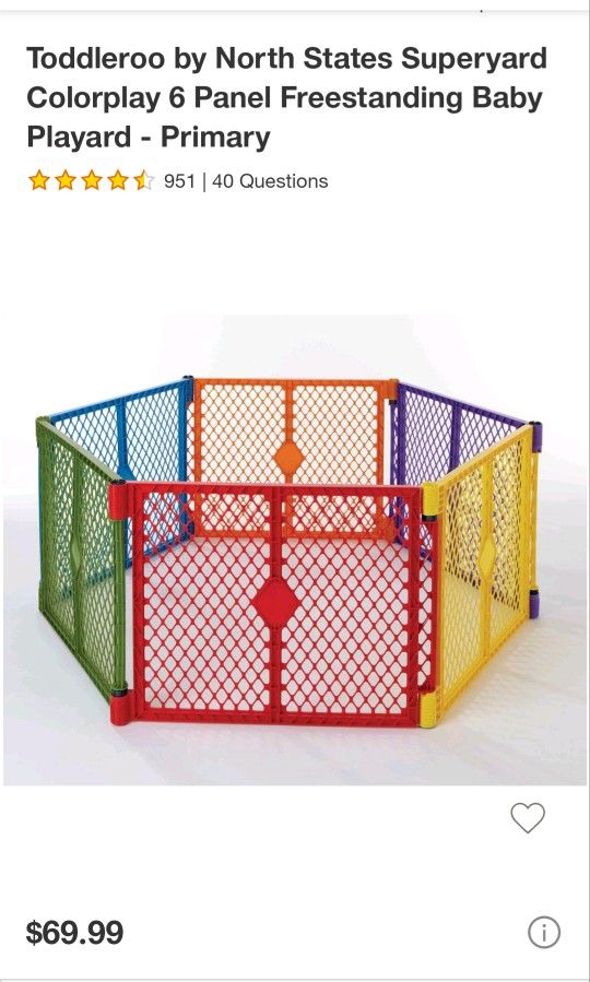 Toddleroo By NorthStates Superyard- Primary Colors