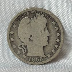 Barber Silver Quarter 25C 90% Silver-1895