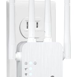 WiFi Extender Signal Booster for Home - 1200Mbps Dual Band, Covers 12850 Sq Ft & 108 Devices, Long Range Internet Booster with Ethernet Port, Easy Set