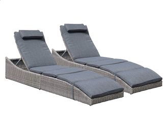 Folding Pool Lounge Chair Set of 2 Outdoor Adjustable Chaise Lounge Chair, Fully Assembled, Patio Reclining Sun Lounger, Dark Gray