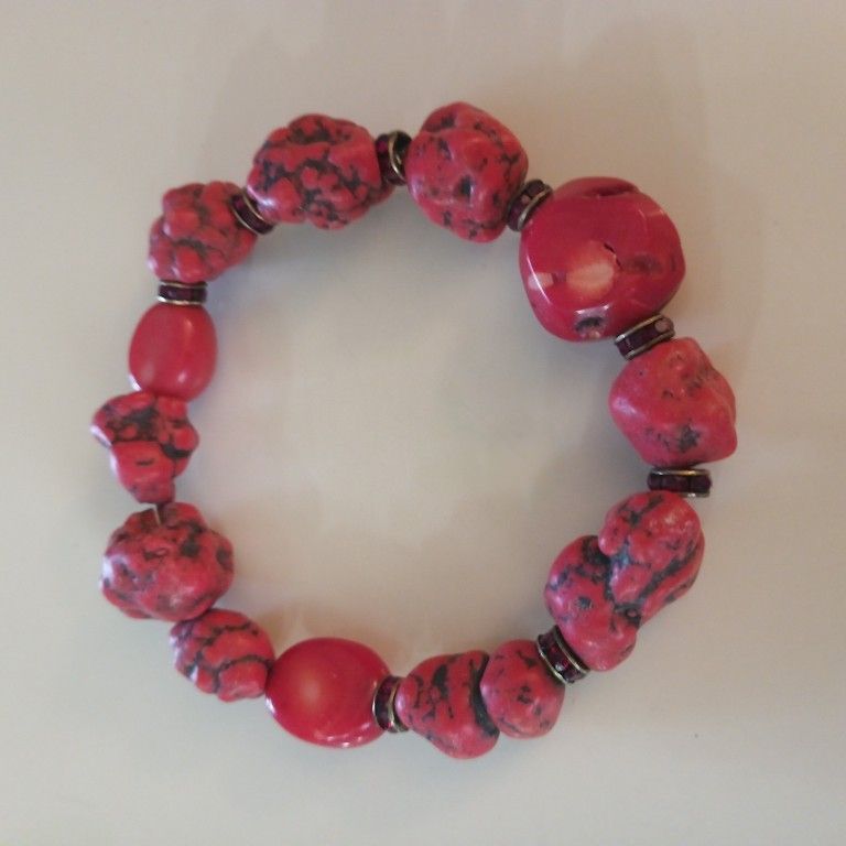 Antique Red Stone Bracelet Size Large