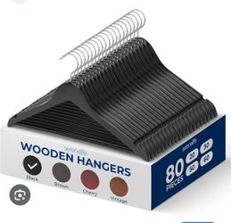 SereneLife 80 Pack Wooden Hangers for Clothes