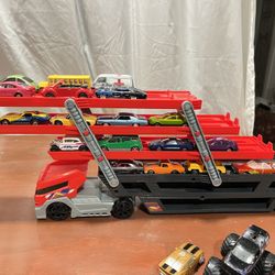 Hot Wheels Mega Hauler Truck  The cars are from different companies