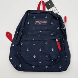 JanSport SuperBreak Backpack Anchors Navy Red 25L New With Tags
