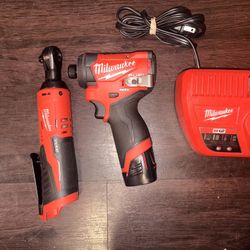Milwaukee M12 Fuel Impact Driver And 3/8 Ratchet Great Condition 