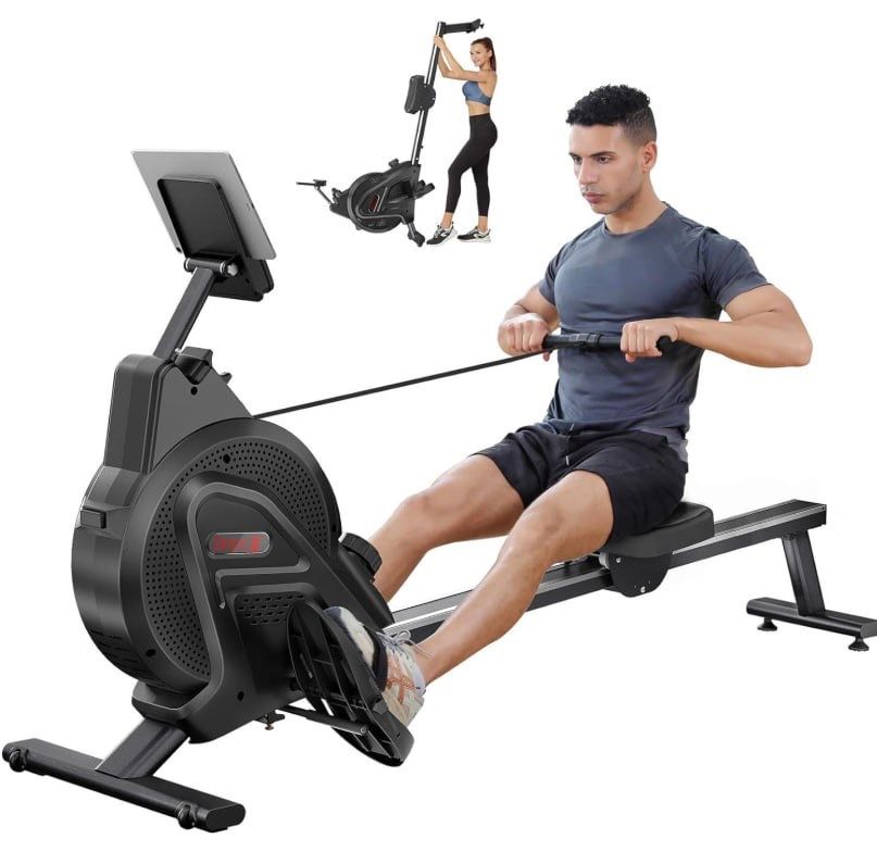 Professional Magnetic Rowing Machine, Max 350 LBS, LCD Monitor