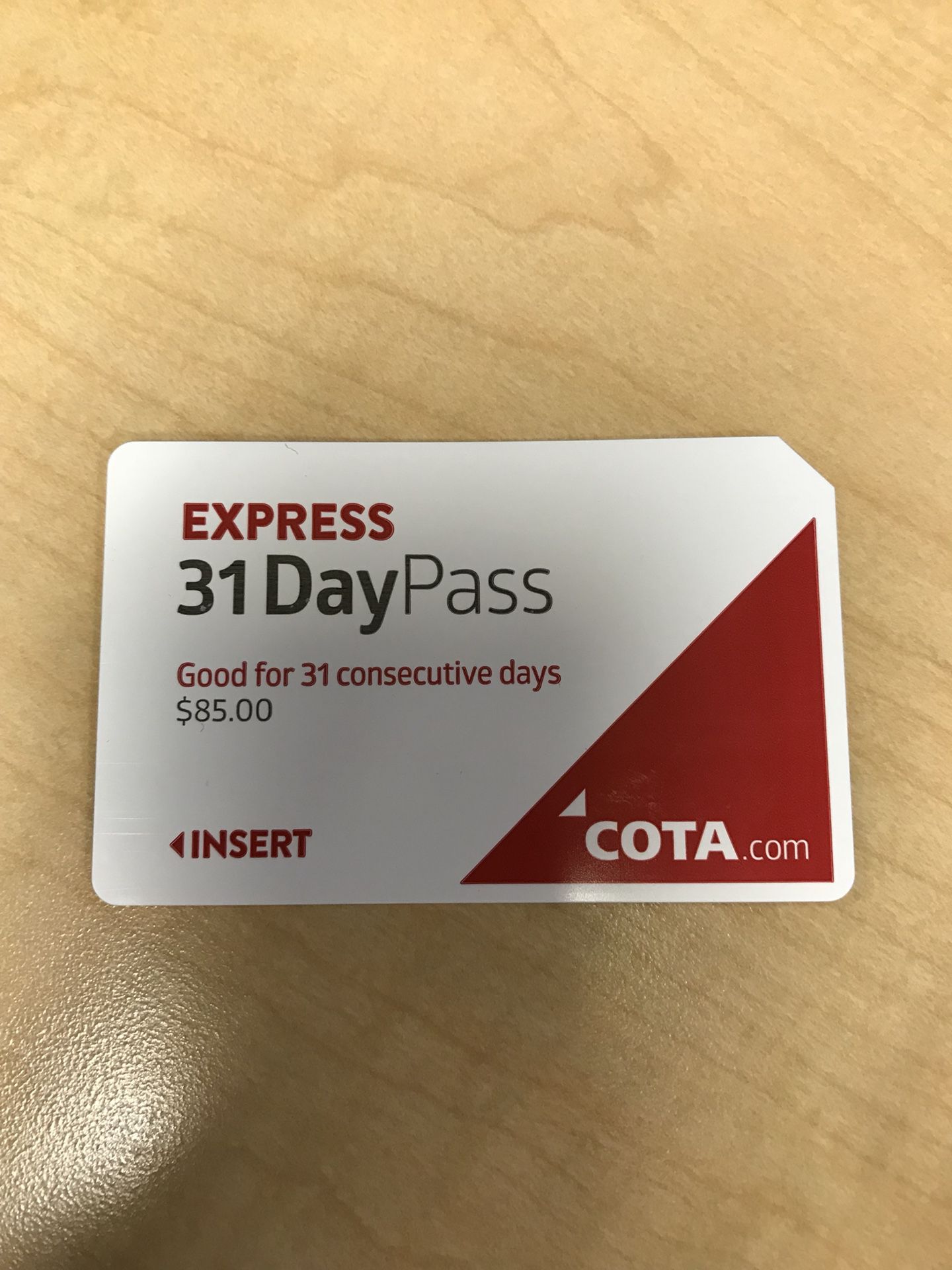 COTA express bus pass