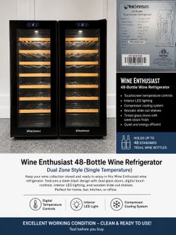 Wine Enthusiast 48-Bottle Wine Refrigerator – Model (contact info removed)51W – LED Touchscreen