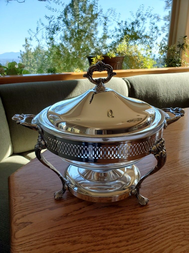 Vintage Leonard Silverplate 3 Qt. Chafing Dish