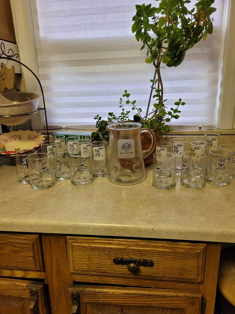 Caveman Glasses, Pitcher, Salad Bowl, Serving Bowls, place Mats