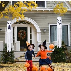 Aohcae 2 Pack Large Halloween Ghost Windsock Flag, Halloween Windsocks Outdoor Hanging Decoration Flag for Front Yard Patio Lawn Garden Decor Hallowee