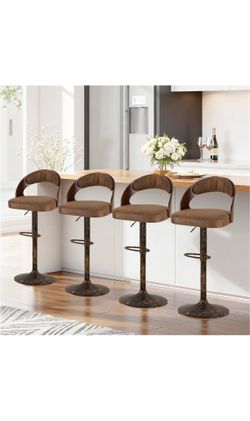 Bar Stools Set of 4,Counter Height Stools with Bentwood Back&Arm