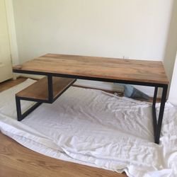 REDUCED!!! NEW Max Studio Home Modern Organic Coffee Table (mango Wood top black Metal Frame)