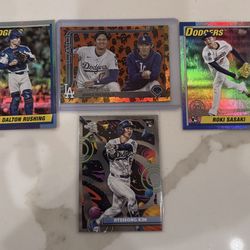 Dodgers Inserts RC Card Lot (4) Shohei Ohtani Sasaki Rushing & Kim RC See Pics