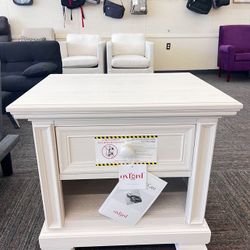 Nightstand, End-Side Table Solid Wood, Oyster White, New 
