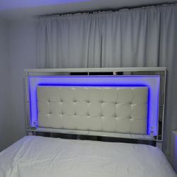 White King Bed With LED Light 