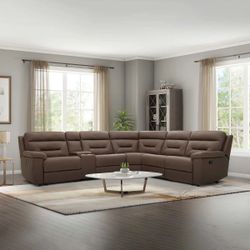 Fletcher Fabric Manual Recliner Sectional, Brown