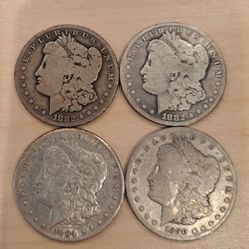 4 TOTAL CARSON CITY MORGAN SILVER DOLLARS**2 From 1882, One1884, & A RARE 1890 -CC**ALL FOR ONE PRICE!!