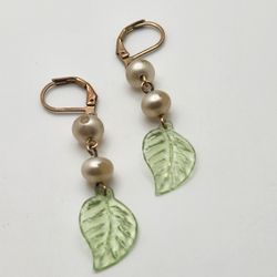 Pearl Leaf Earrings 