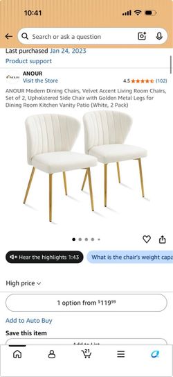 Modern Dining Chairs, Velvet