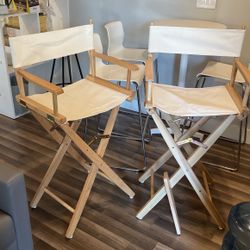 Directors Chairs Cream Color Natural Wood 