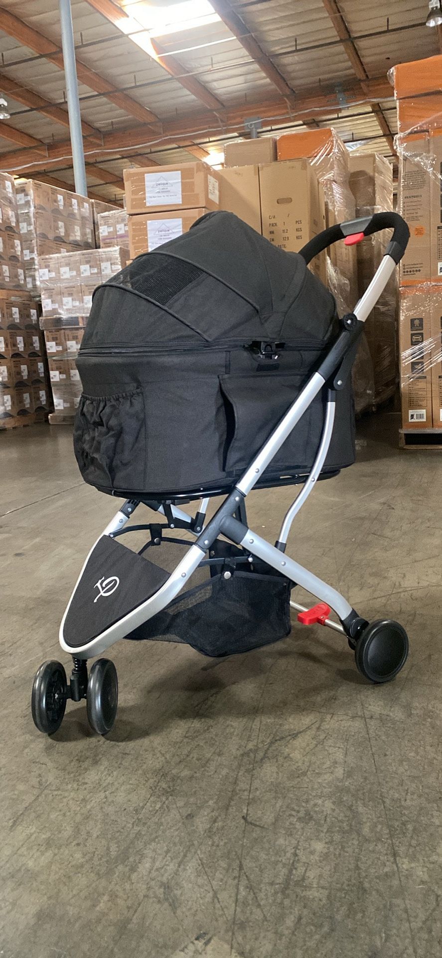 Petique 3-in-1 pet stroller car seat in black for dogs, cats and small animals up to 45 pounds