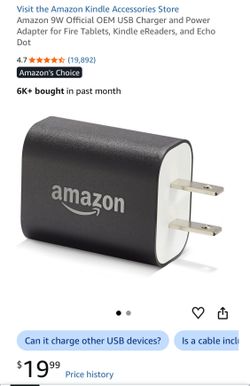 Amazon 9W OEM USB Charger & Power Adapter (NEW)