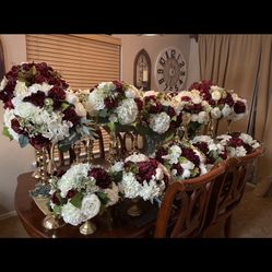 Centerpieces. Burgundy And Beige