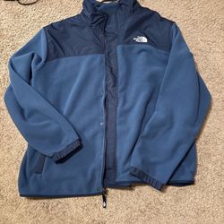 The North Face Mens Fleece Jacket Full Zip Blue Mock Neck Outdoor