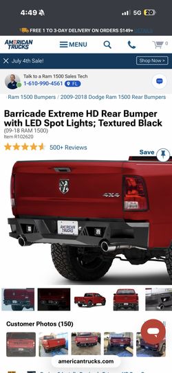 Barricade Extreme HD Rear Bumper with LED Spot Lights