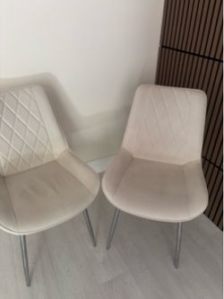 Two off-white microfiber chairs in great condition