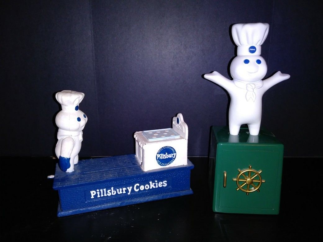2 Pillsbury Doughboy mechanical coin banks