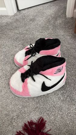 Pink Jordan Fuzzy Slippers