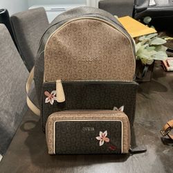 Guess Matching Backpack And Wallet