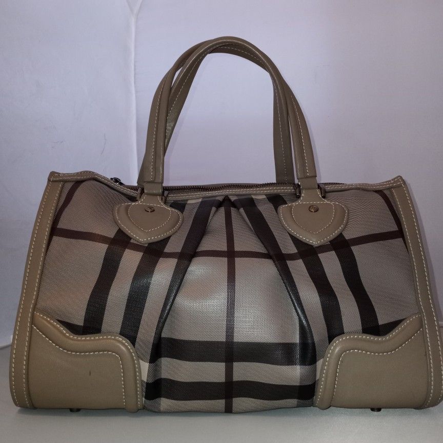 Grey And Smoky Plum Burberry Tote 