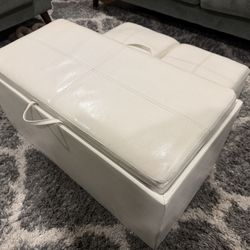 Storage Ottoman Bench w/ Tray + 2 Cube Stools – Multi-Use Coffee Table