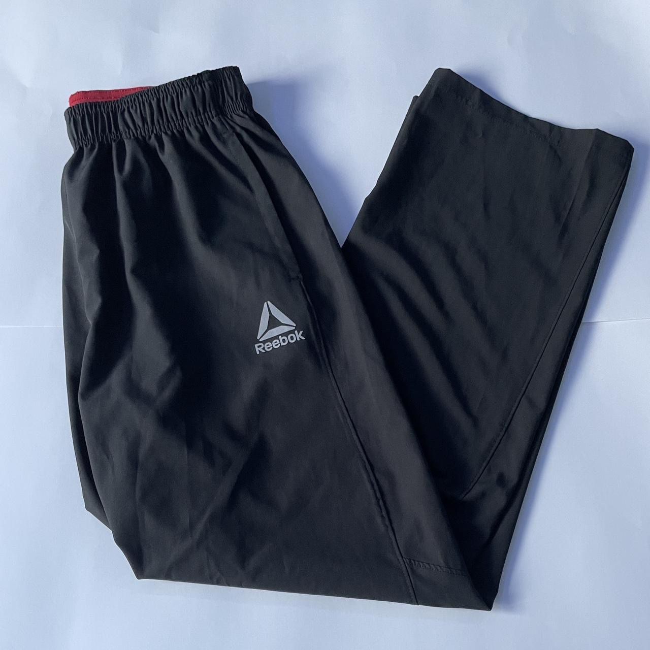 Reebok Mens Workout Windbreaker  Lightweight Tracksuit Pants Black/Red Small 